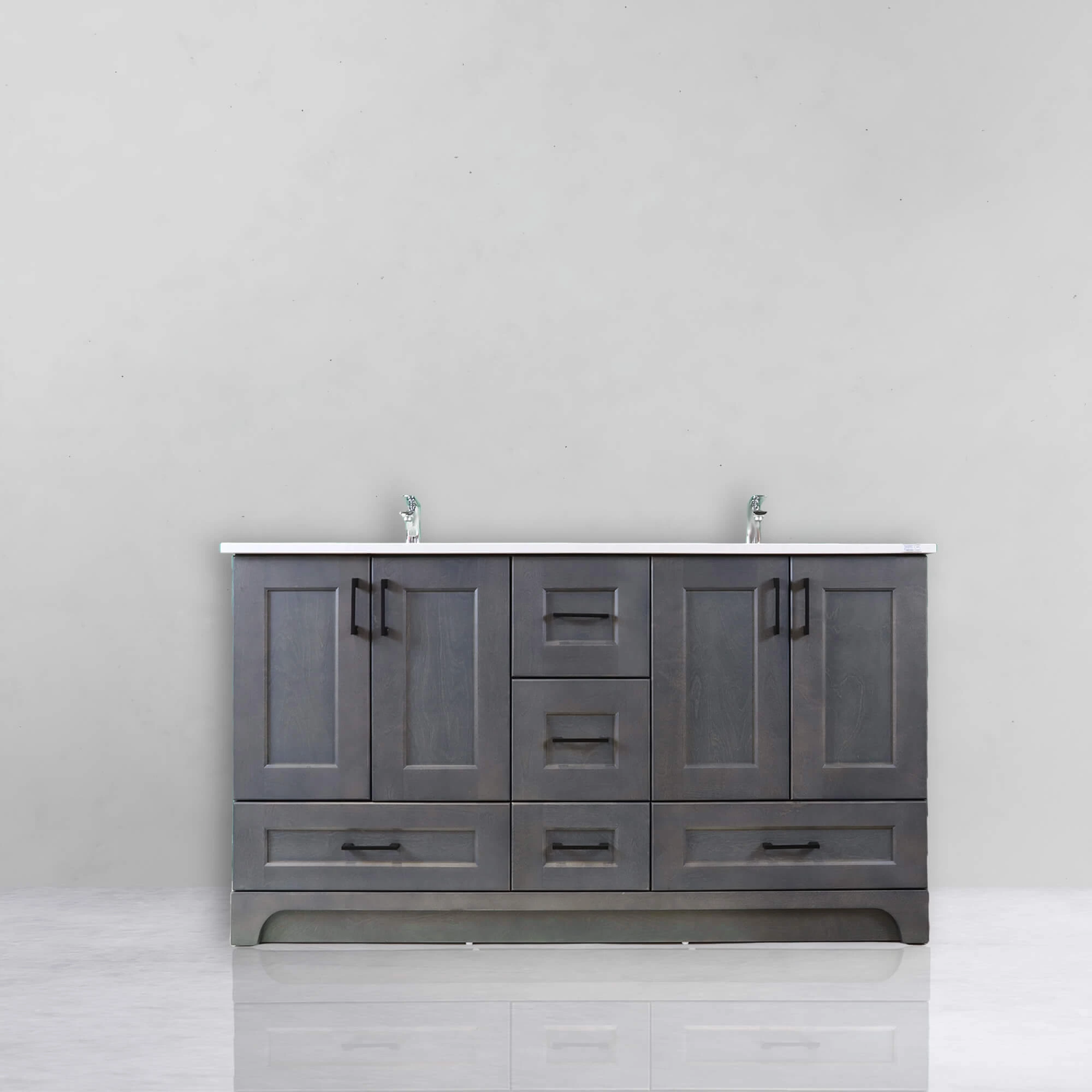 Shaker Woodblue 60 Double Sink 4 Door 3 Drawer Premium Vanity Canada