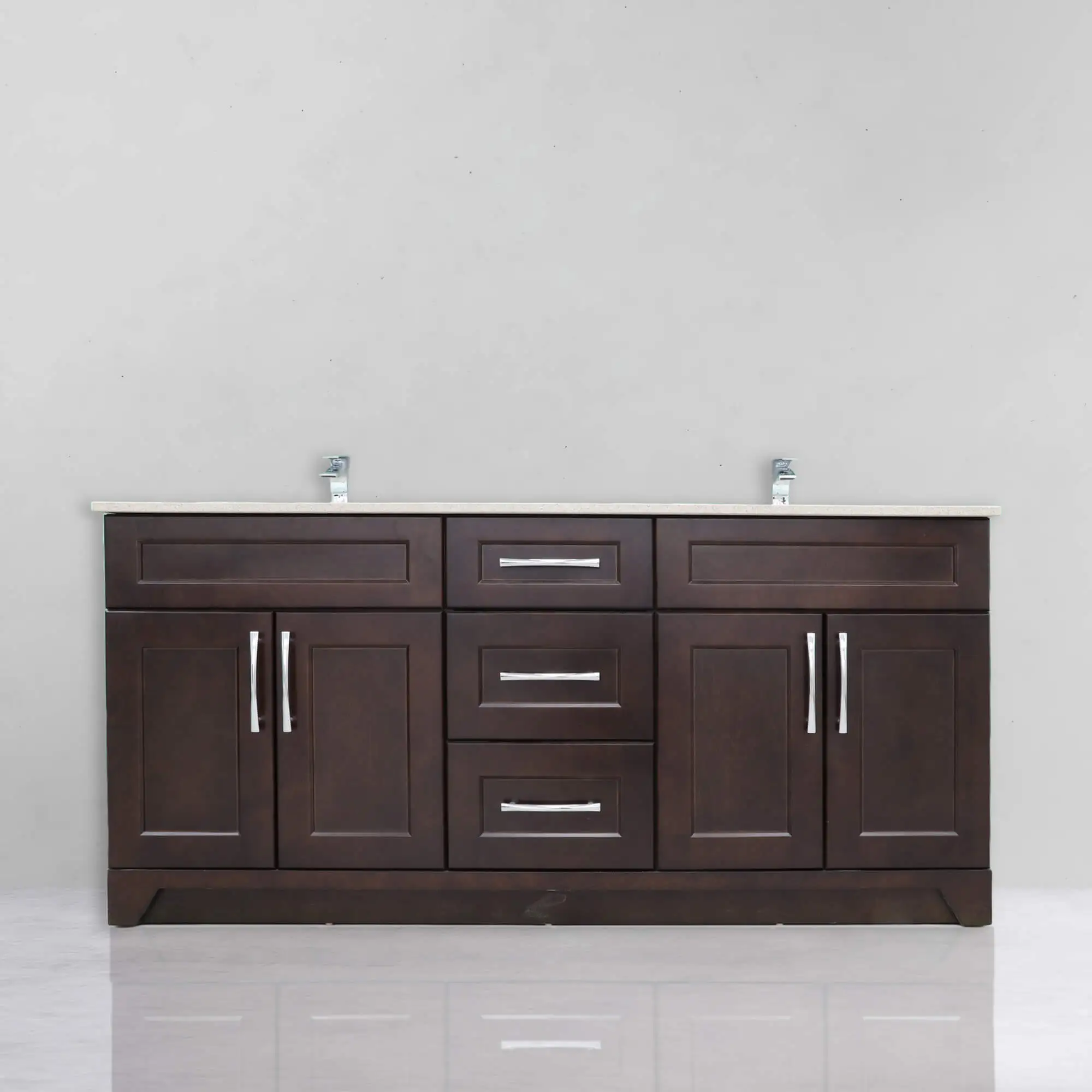 Shaker Espresso 72 Double Sink 4 Door 3 Drawer Premium Vanity Canada